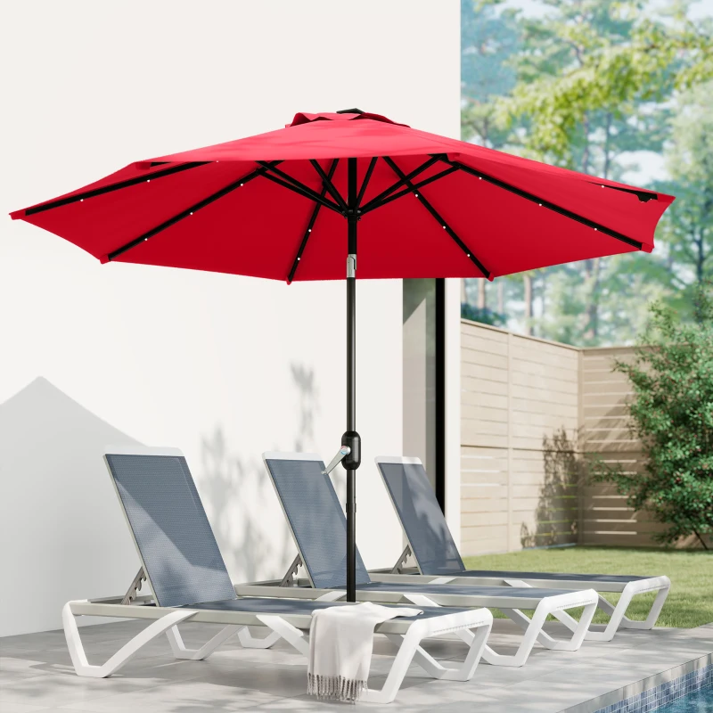 Outsunny 3 m Replacement Parasol Canopy with Top Vent, UPF 50+ Garden Parasol Replacement Canopy, 8 Rib Parasol Cover Replacement Fits Various Frames, Red