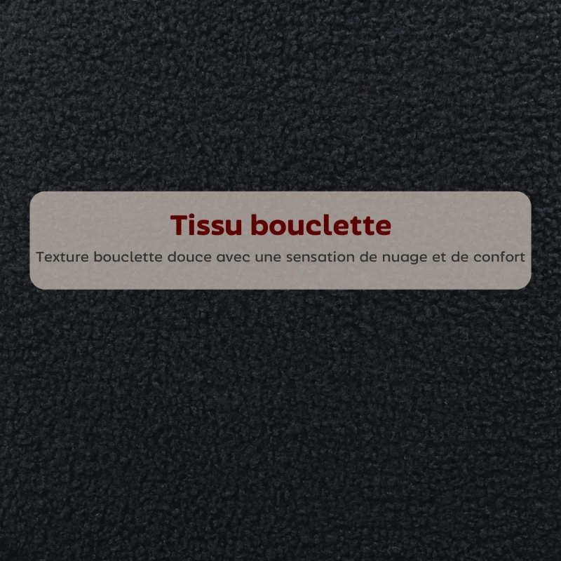 HOMCOM Lot de 2 tabourets de bar en tissu bouclette, chaises de bar avec dossier courbé, repose-pieds, 49x52x95cm, noir