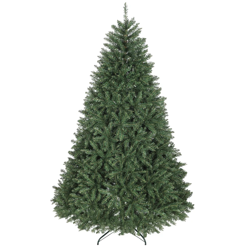 HOMCOM Sapin de Noël Artificiel de 210 cm avec Branches à Ouverture Zippée et Base en Métal Pliable, Vert
