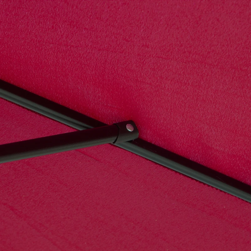 Outsunny 3m Parasol Patio Umbrella, Outdoor Sun Shade with Tilt and Crank Handle for Balcony, Bench, Garden, Wine Red