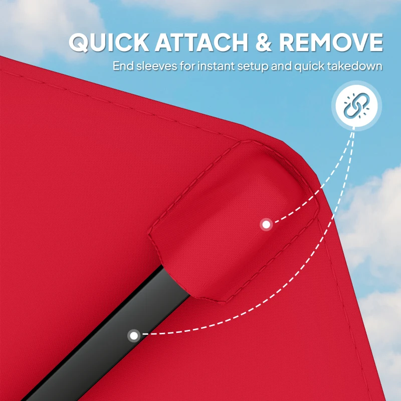Outsunny 3 m Replacement Parasol Canopy with Top Vent, UPF 50+ Garden Parasol Replacement Canopy, 8 Rib Parasol Cover Replacement Fits Various Frames, Red