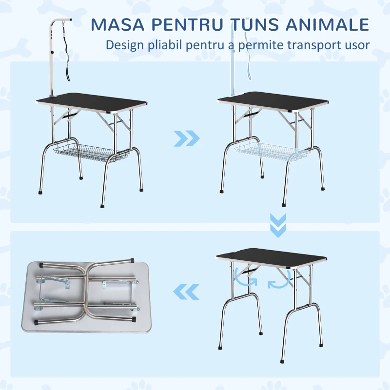 PawHut Masă pentru Toaletat și Tuns Câini sau Pisici cu coș 91.5x61.5x77cm