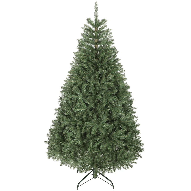 HOMCOM Albero di Natale artificiale 180 cm, realistico con 1687 punte di ramo articolato, supporto in metallo, verde