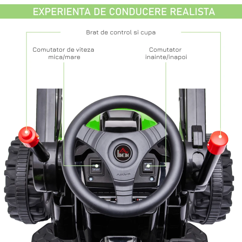HOMCOM Buldozer Jucarie pentru Copii 3-5 Ani, Verde(m-6)