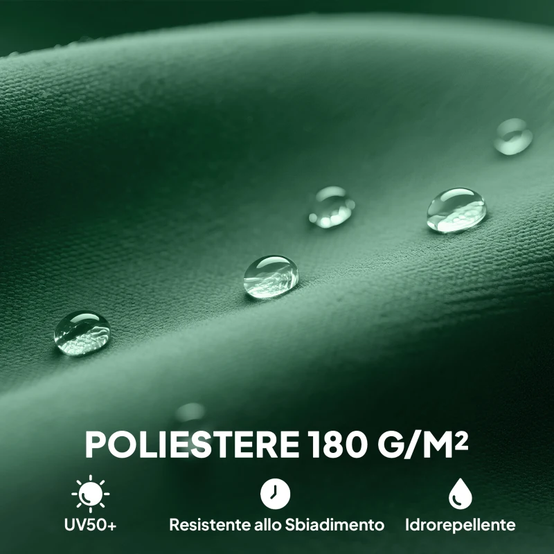 Outsunny Telo di Ricambio per Ombrellone da 3 m a 8 Stecche, Poliestere Anti UV 50+, Verde