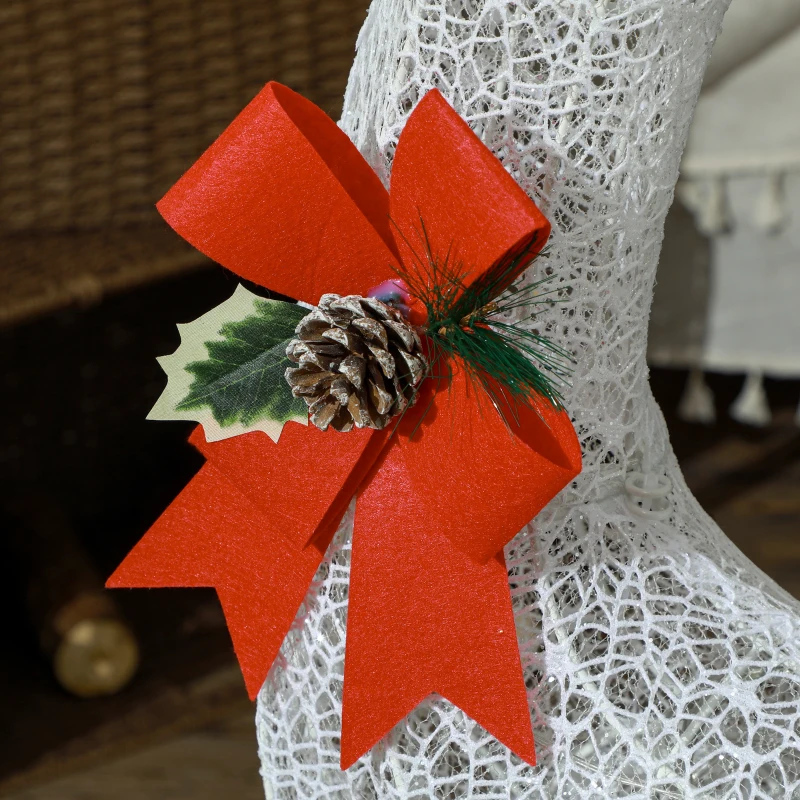 Outsunny Renne et traîneau lumineux de Noël avec 170 LED blanc chaud, décoration de Noël pour intérieur et extérieur, 50x29x42cm