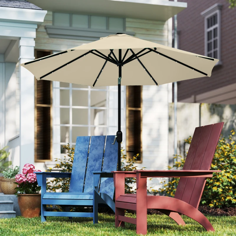 Outsunny Toldo de Substituição para Chapéu de Sol de 3 m Toldo de Reposição para Chapéu de Sol com Ventilação Superior Proteção UV 50+ Caqui