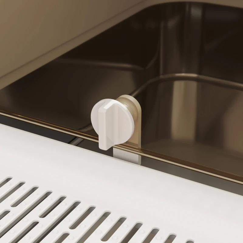 PawHut Geschlossenes Katzentoilettenhaus aus Edelstahl, Katzentoilette mit Schaufel, 70 x 50 x 46,5 cm, weiß