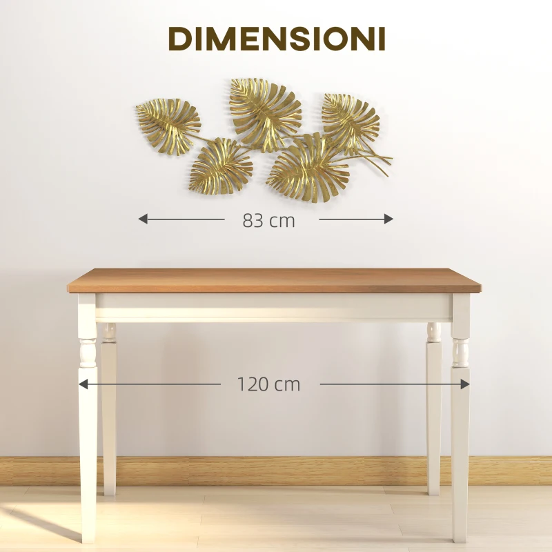 HOMCOM Wall Art a 5 Foglie di Monstera in Metallo Dorato con Accessori per Montaggio Inclusi, 83x2.5x39 cm