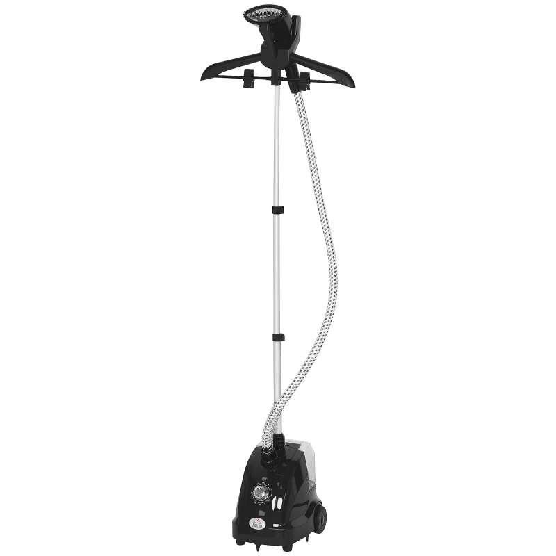 HOMCOM Défroisseur Vapeur Vertical de 1,4L avec Tige Extensible et 2 Roues, en ABS et PP, 26x21,5x29 cm, Noir