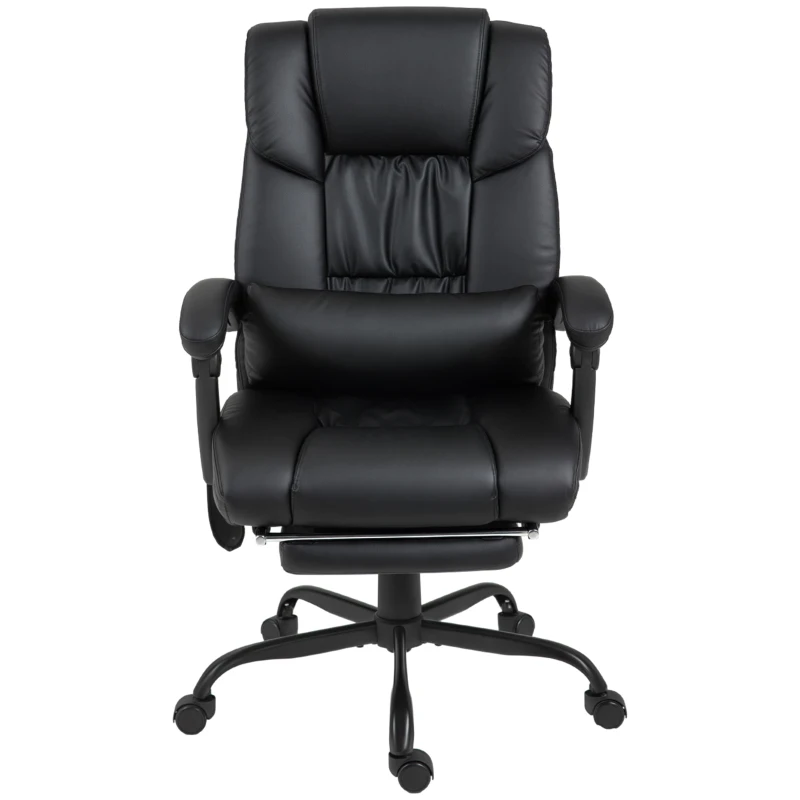 Vinsetto 6-Point Massage Office Chair, PU Leather Desk Chair with Adjustable Height and Footrest for Home Office, Black