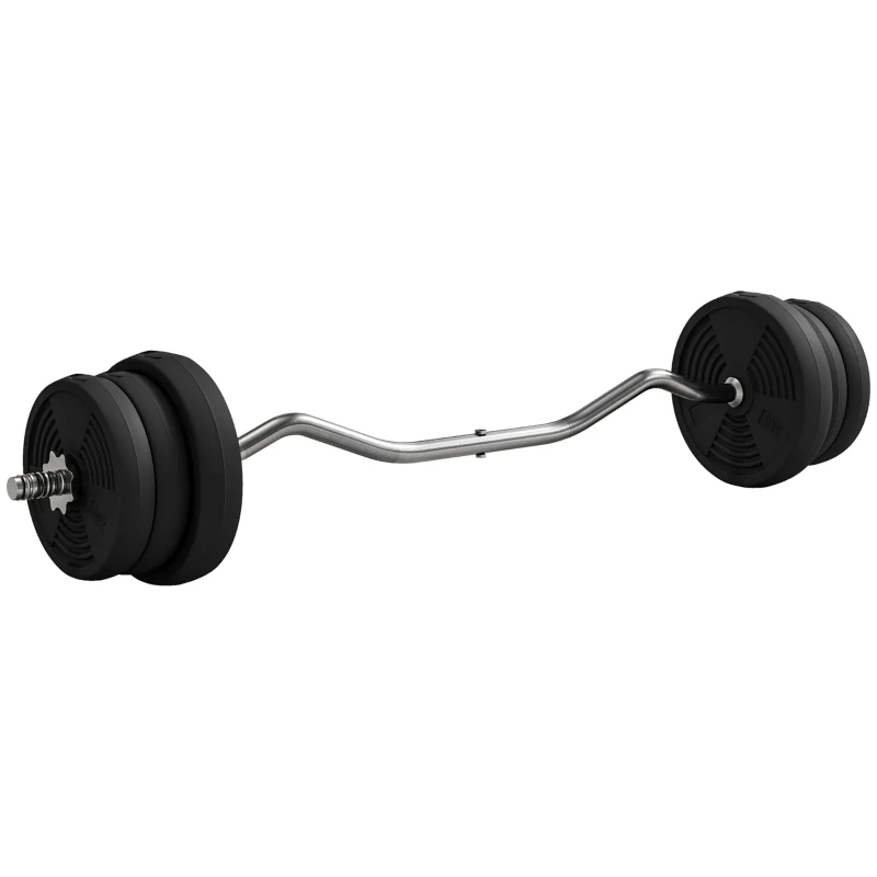 SPORTNOW Hantelset 25 kg Gesamtgewicht, Langhantelstange mit Gewichtsscheiben, Langhantelstange, rutschfester Griff, Ø 25x120cm, schwarz