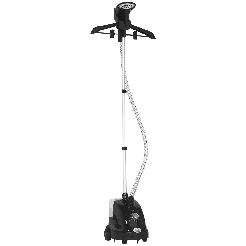 HOMCOM Vertikales Dampfbügeleisen mit 1,4L Wassertank und Ausziehbarer Stange, aus ABS und PP, 26x21,5x29 cm, Schwarz