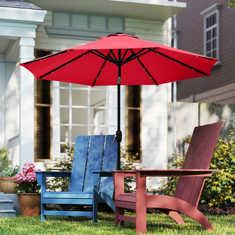 Outsunny 3 m Replacement Parasol Canopy with Top Vent, UPF 50+ Garden Parasol Replacement Canopy, 8 Rib Parasol Cover Replacement Fits Various Frames, Red