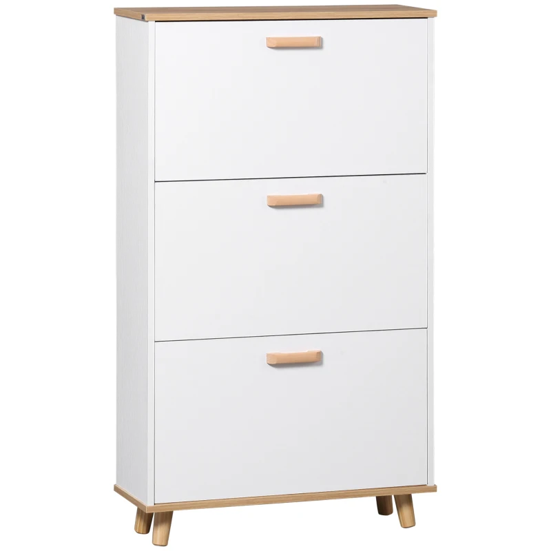 HOMCOM Mobilier pentru încălțăminte stil scandinav cu 3 uși abatante 70 x 23,5 x 122 cm alb