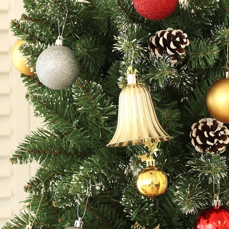 HOMCOM Arbre de Noël Innevato Haut 225 cm avec 980 Branches, Pommes de Pin et Base en Acier