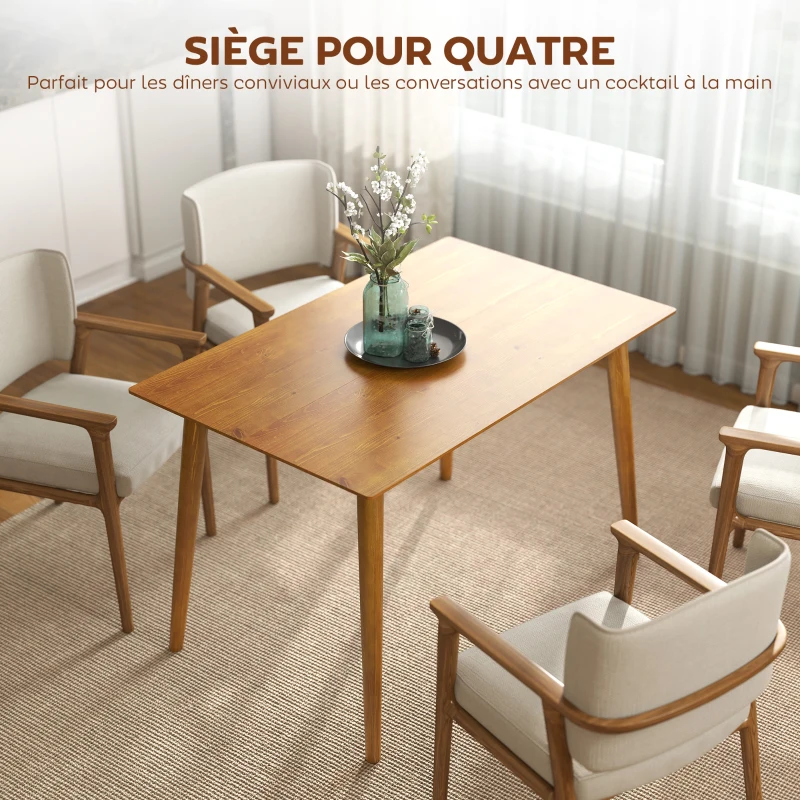 HOMCOM Table de salle à manger design grand plateau 4-6 personnes en bois dim. 120L x 75l x 76H cm