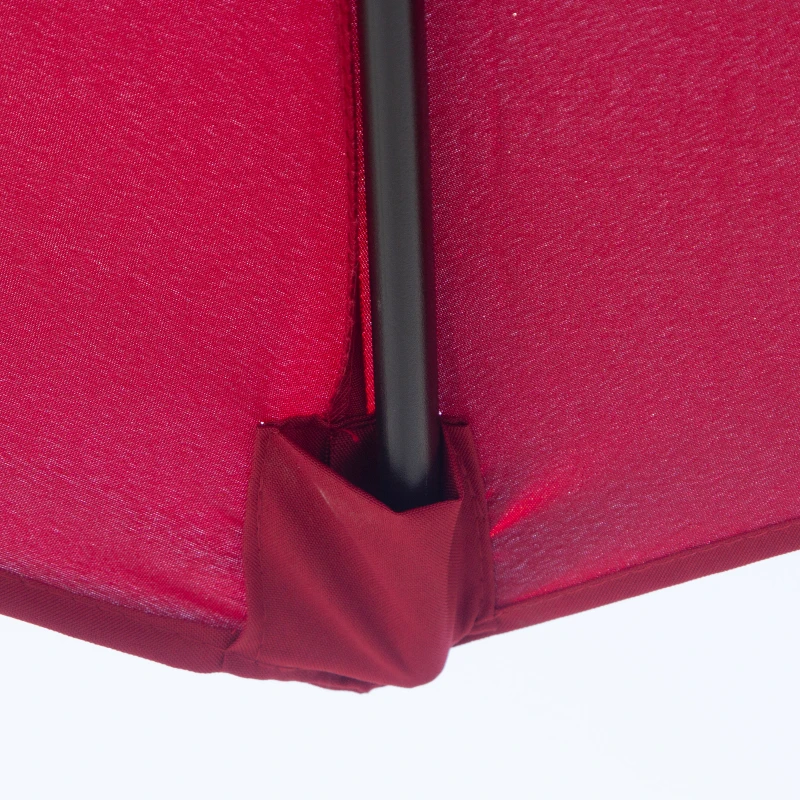 Outsunny 3m Parasol Patio Umbrella, Outdoor Sun Shade with Tilt and Crank Handle for Balcony, Bench, Garden, Wine Red