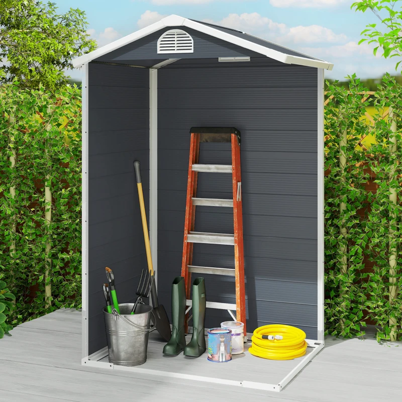 Outsunny Gereedschapsschuur tuinhuis met raam puntdak outdoor metaal grijs(m-9)
