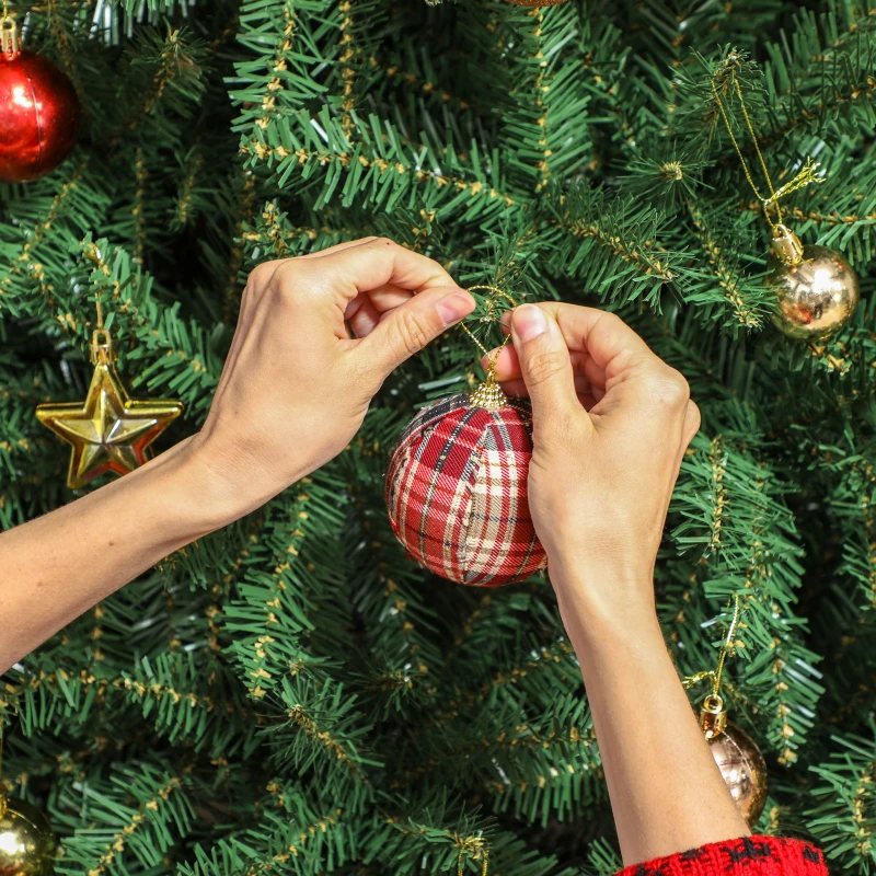 HOMCOM Árbol de Navidad Artificial de 210 cm con Ramas con Cremallera y Base en Metal Plegable, Verde