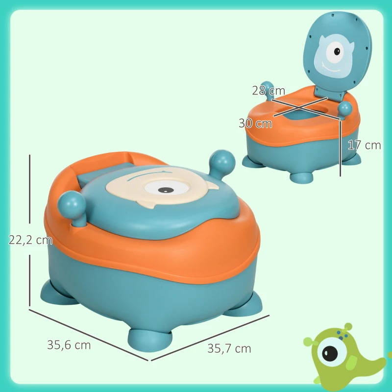 ZONEKIZ Pot pour Enfants de 6 Mois en Forme d'Alien, Siège Ergonomique, Dossier et Pot Interne Amovible, Bleu