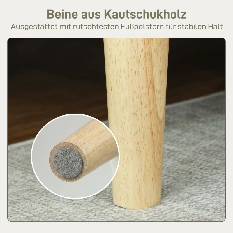 HOMCOM 2-Sitzer-Sofa, Doppelsitzsofa mit Kautschukholzbeinen, Polstersofa für Wohnzimmer, Schlafzimmer, Cremeweiß(m-6)