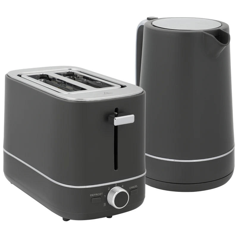 HOMCOM Set de 1,7 L Hervidor y Tostadora con 6 Niveles de Tostado, Gris