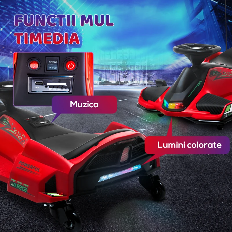 HOMCOM Kart Electric pentru Copii cu Pedale pentru Copii cu Pornire Lentă și Centură, 90x53x99 cm, Roșu(m-5)