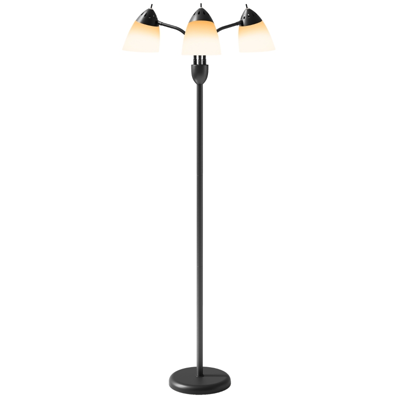 HOMCOM Arc Tree Floor Lamp with 3 Adjustable Rotating Lights and 3000K/4500K/6500K Colour Temperatures, Industrial Standing Lamp with Steel Frame for Bedroom Living Room, 155cm, Black