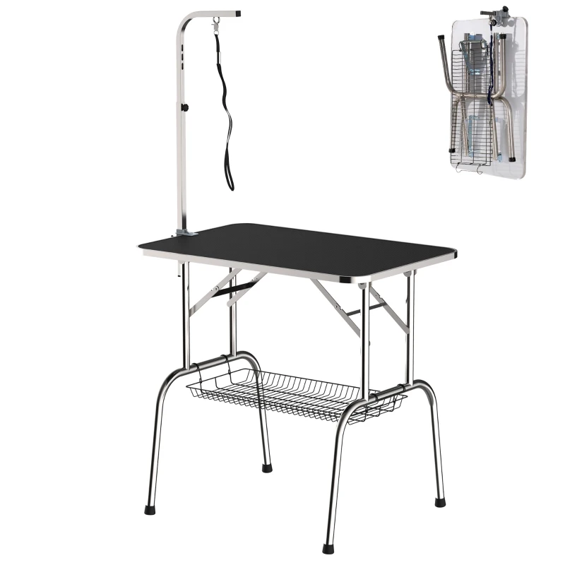 PawHut Masă pentru Toaletat și Tuns Câini sau Pisici cu coș 91.5x61.5x77cm