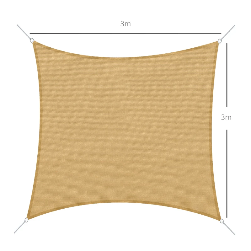 Outsunny Voile de umbrire elegantă 3 x 3 m - Culoare nisip, pentru grădină