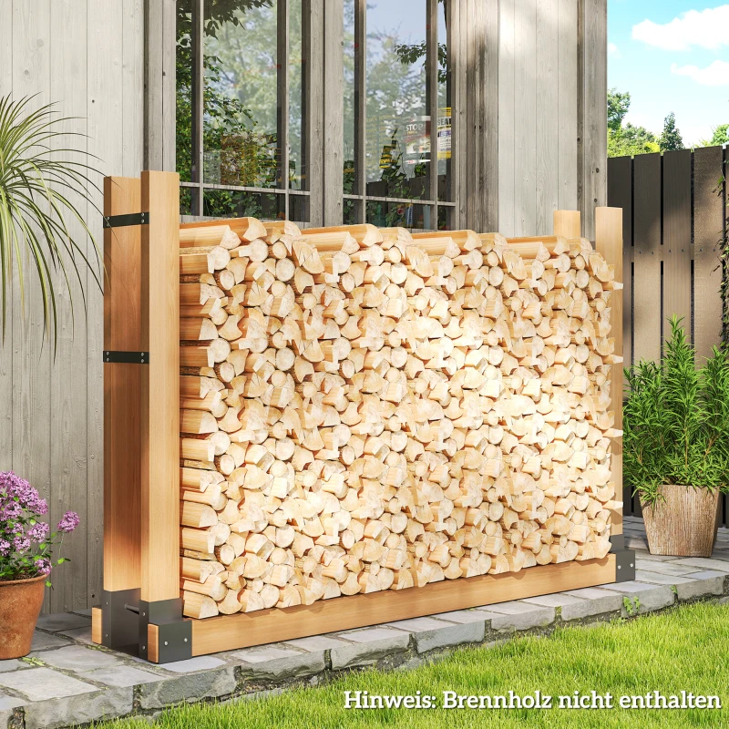 Outsunny Juego de 2 estanterías de leña para interior 72x43x30cm Estantería de leña con longitud ajustable Metal Negro