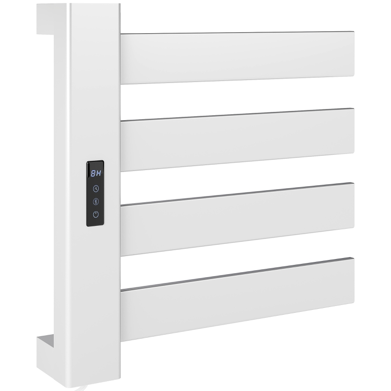 HOMCOM Toallero Eléctrico de Pared para Baño con 4 Barras Calentamiento Rápido Wi-Fi y Pantalla Táctil 47,5x9,5x49 cm Blanco