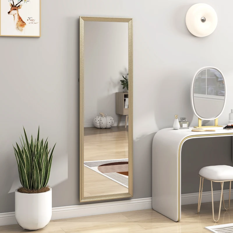HOMCOM Specchio a figura intera, posizionamento flessibile, 160 x 50 cm, Oro