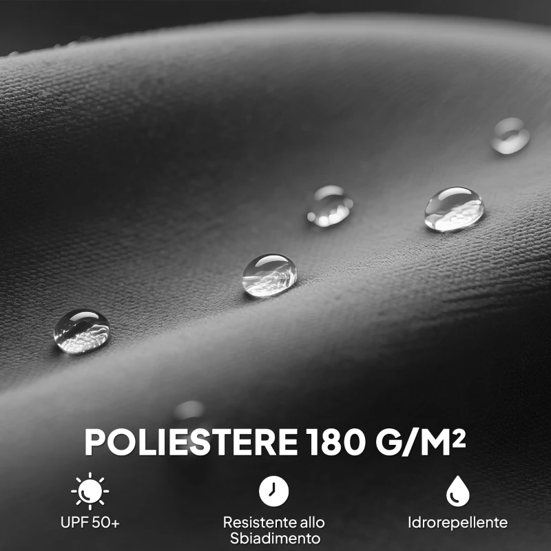 Outsunny Telo di Ricambio per Ombrellone da 3 m a 8 Stecche, Poliestere Anti UV 50+, Grigio