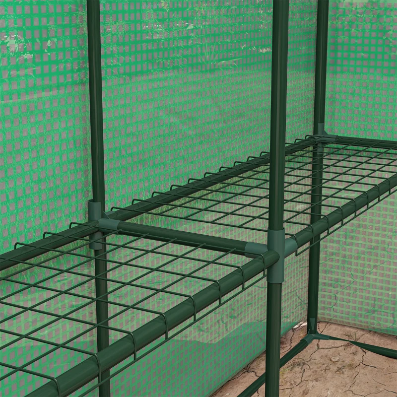 Outsunny Estufa de Jardim Estufa de Exterior com Prateleiras de 4 Níveis Porta com Fecho de Correr e Estrutura de Aço 244x180x210 cm Verde