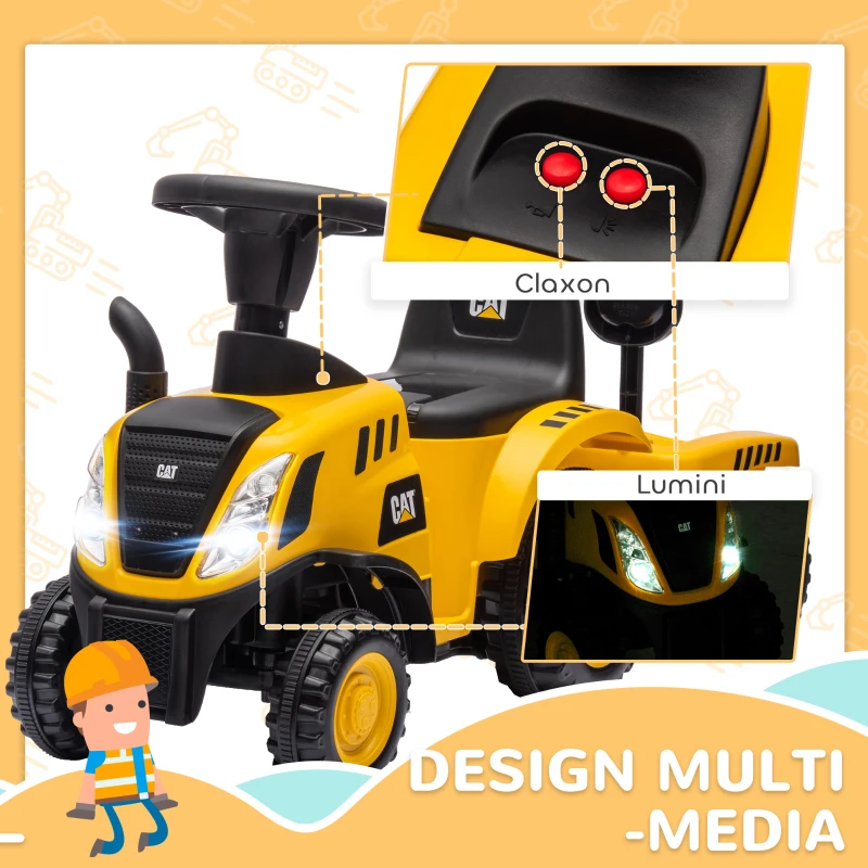 AIYAPLAY Camion, Excavator Jucărie pentru Copii 12-36 Luni cu Cupă și Remorcă Integrate, 91x29x44 cm, Galben(m-6)