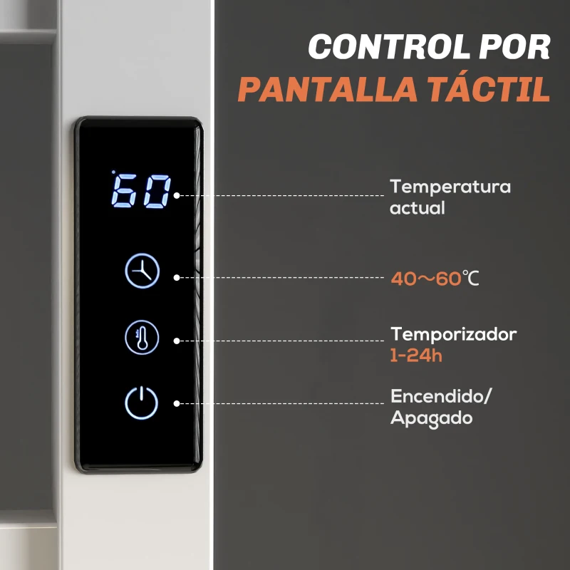 HOMCOM Toallero Eléctrico de Pared con Wi-Fi 10 Barras Temperatura Ajustable y Temporizador IPX4 45x11x80 cm Blanco