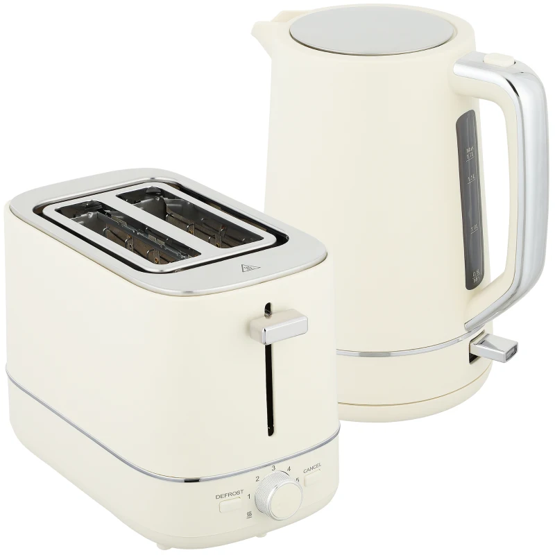 HOMCOM Set de 1,7 L Hervidor y Tostadora con 6 Niveles de Tostado, Beige