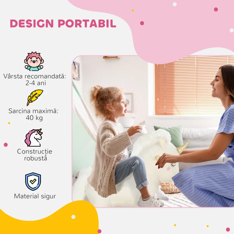 AIYAPLAY Unicorn Balansoar Copii 2–4 ani cu Sunete