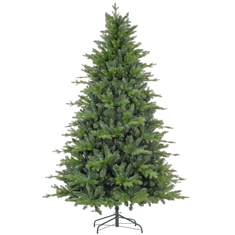 HOMCOM Sapin de Noël 210 cm en Plastique Vert avec Base en Métal et 2445 Branches Ignifuges