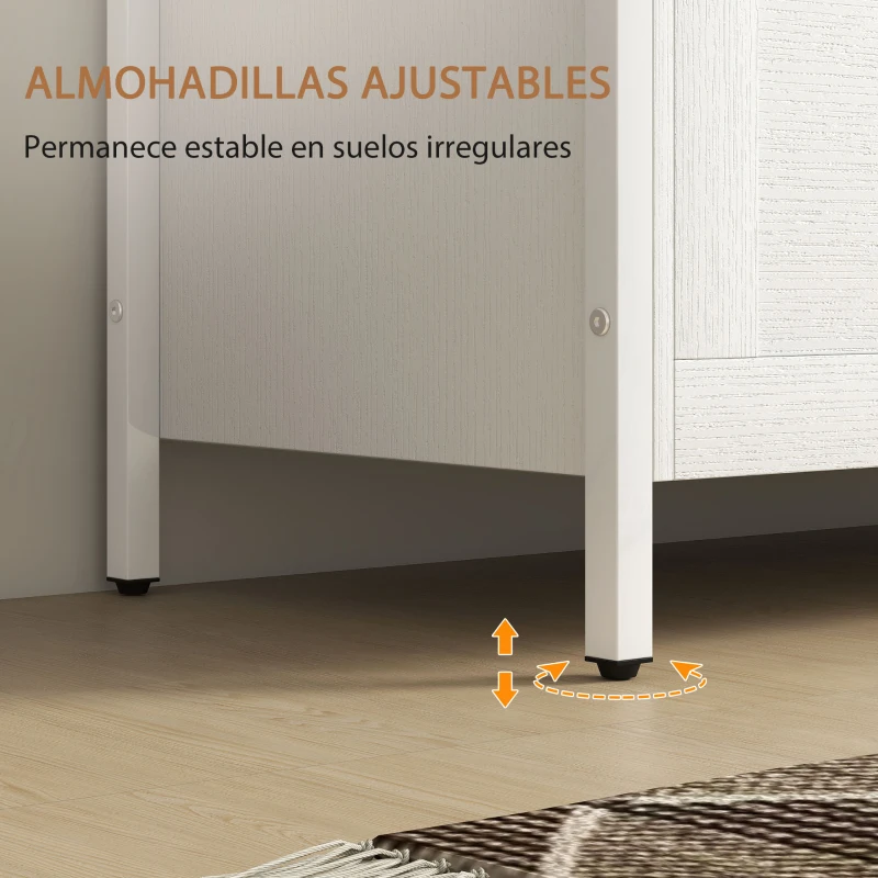 HOMCOM Baúl de Almacenaje para Dormitorio 95 L con Tapa Banco de Almacenaje con Bisagra de Seguridad 80x40x50 cm Blanco Veteado
