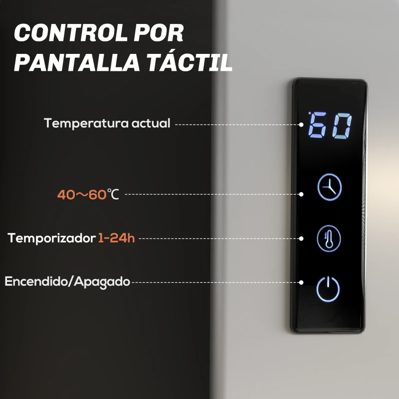 HOMCOM Toallero Eléctrico de Pared para Baño con 4 Barras Calentamiento Rápido Wi-Fi y Pantalla Táctil 47,5x9,5x49 cm Blanco
