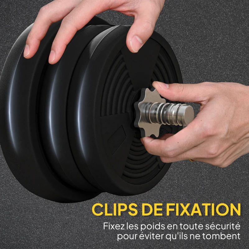 SPORTNOW Ensemble d'haltères 25 kg total, barres d'haltère disques de poids barre longue, poignée antidérapante, Ø 25x120cm, noir