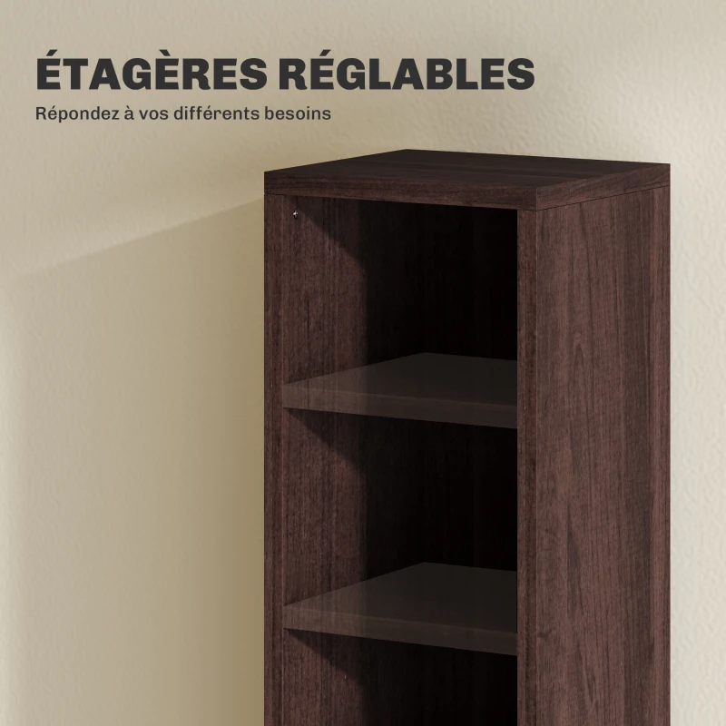 HOMCOM Lot de 2 étagères colonnes armoire de rangement CD-DVD 12 compartiments 21 x 19,2 x 88,3 cm capacité 160 CD marron
