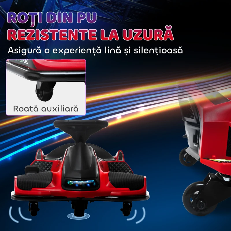 HOMCOM Kart Electric pentru Copii cu Pedale pentru Copii cu Pornire Lentă și Centură, 90x53x99 cm, Roșu(m-6)