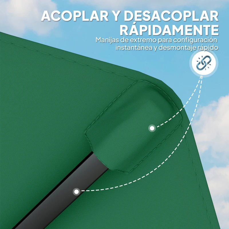 Outsunny Toldo de Recambio de Sombrilla de 3 m Toldo de Repuesto para Sombrilla con Ventilación Superior Protección UV 50+ Verde