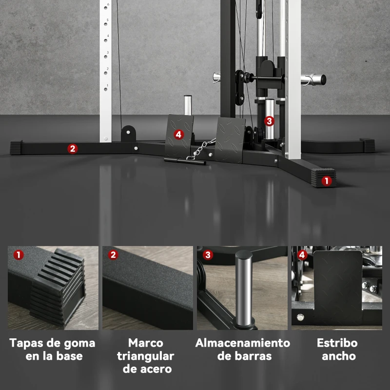 SPORTNOW Máquina de Multiestación Musculación Entrenamiento Carga 120 kg 170x139x200 cm Negro