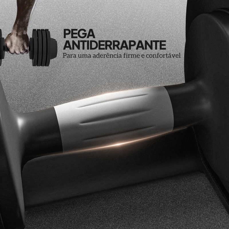 SPORTNOW Conjunto de Pesos Ajustável de 20 kg com Ajuste Rápido de Peso com Base de Armazenamento e Pega Antiderrapante  Ø18x37 cm Preto