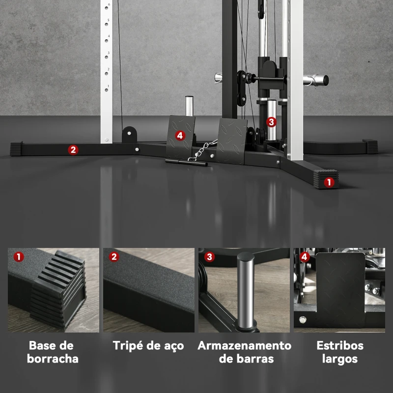 SPORTNOW Máquina Multi Estação Musculação para Treino de Ombros Braços Carga 120 kg para Fitness Ginásio em Casa 170x139x200 cm Preto